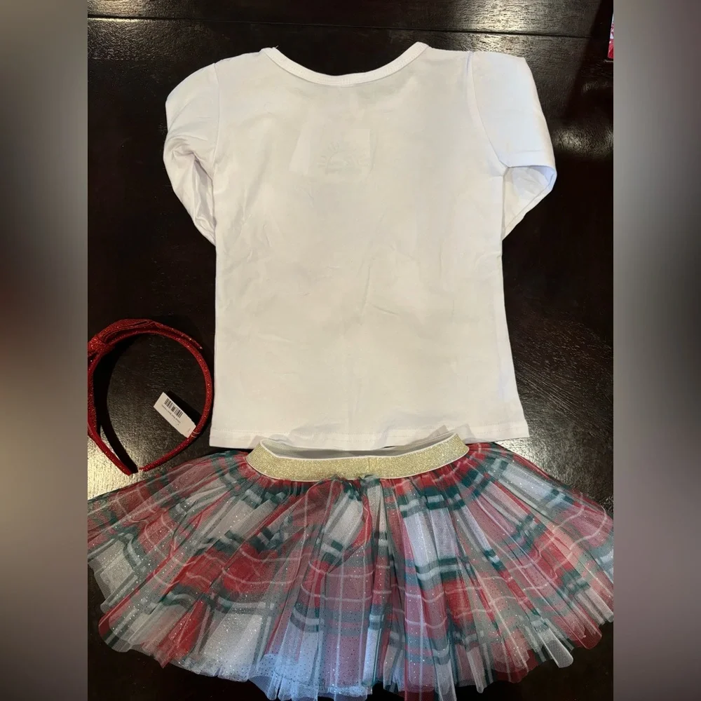 NEW Toddler Girls Christmas Plaid Tutu Outfit, Size 3T